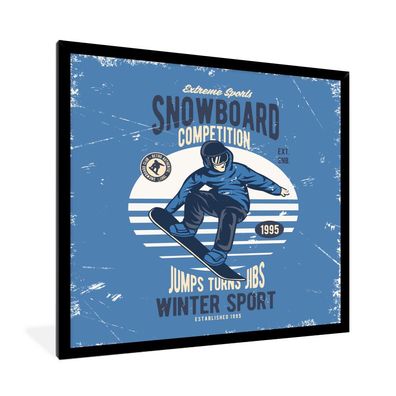 Poster - 40x40 cm - Snowboard - Wintersport - Retro