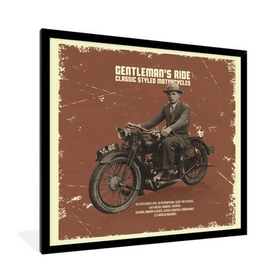 Poster - 40x40 cm - Mancave - Motorrad - Anzug - Vintage