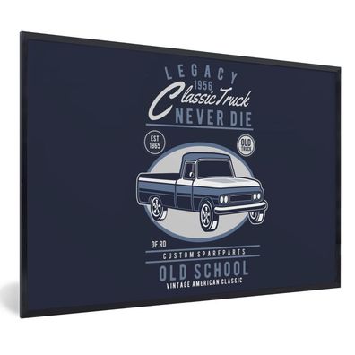 Poster - 60x40 cm - Autos - Blau - Retro