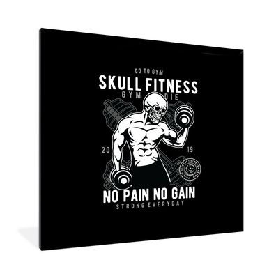 Poster - 40x40 cm - Gewichte - Skelett - Fitness - Retro
