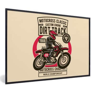 Poster - 90x60 cm - Motorrad - Vintage - Zeichnung