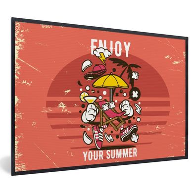 Poster - 90x60 cm - Sonnenschirm - Sommer - Vintage