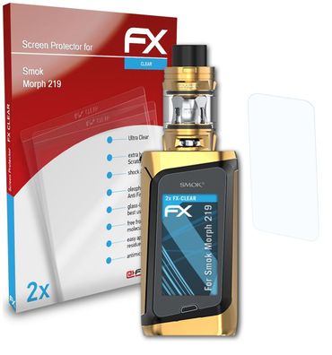 atFoliX 2x Schutzfolie kompatibel mit Smok Morph 219 Displayschutzfolie klar