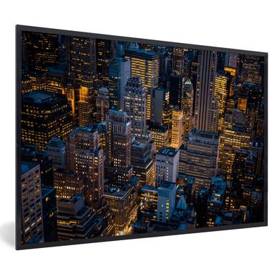 Poster - 90x60 cm - New York - Manhattan - Nacht