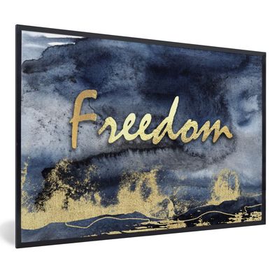 Poster - 120x80 cm - Zitat - Freiheit - Gold - Schwarz