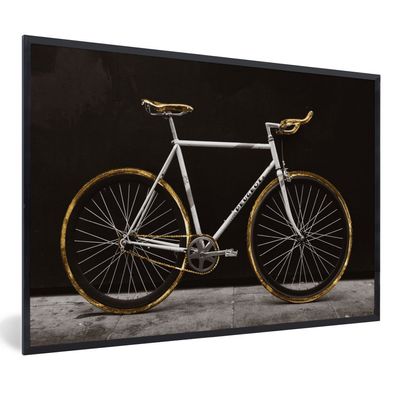 Poster - 90x60 cm - Rennrad - Schwarz - Gold