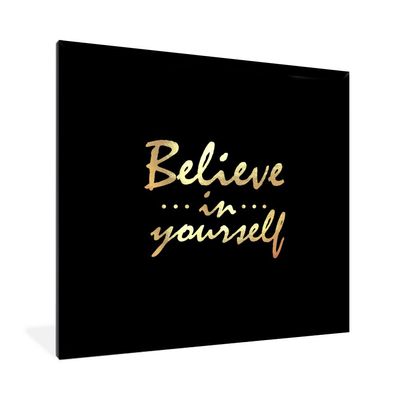 Poster - 40x40 cm - Zitat - Selbstbewusst - Gold