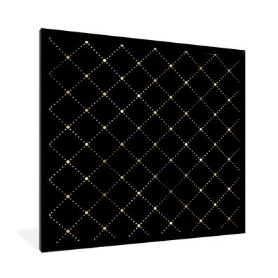 Poster - 40x40 cm - Polka dots - Gold - Schwarz