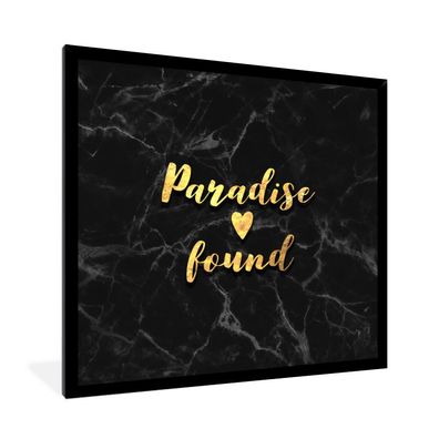 Poster - 40x40 cm - Zitat - Herz - Paradies - Gold