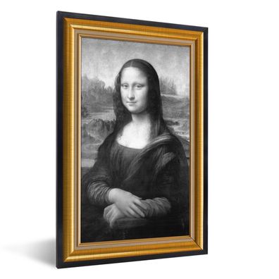 Poster - 60x90 cm - Mona Lisa - Leonardo Da Vinci - Gold - Liste