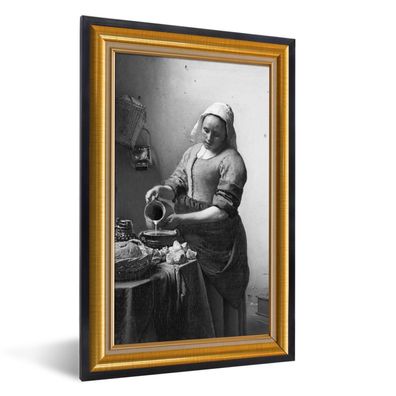 Poster - 80x120 cm - Milchmädchen - Vermeer - Rahmen - Gold