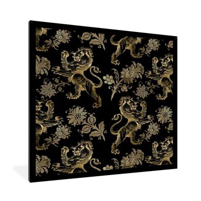 Poster - 40x40 cm - Muster - Drache - Gold