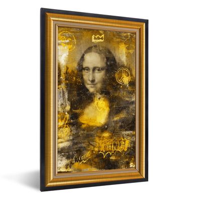 Poster - 60x90 cm - Mona Lisa - Da Vinci - Liste - Gold