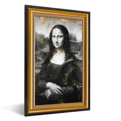 Poster - 60x90 cm - Mona Lisa - Da Vinci - Gold - Rahmen