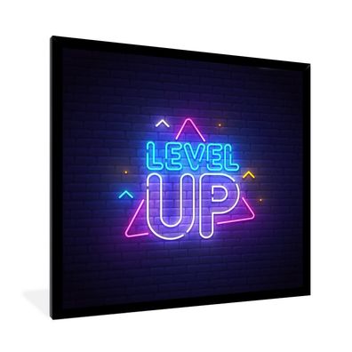 Poster - 40x40 cm - Spiele - Neon - Level Up