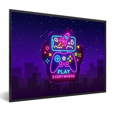 Poster - 40x30 cm - Spiele - Neon - Spielen