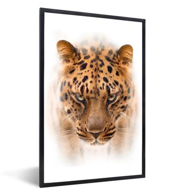 Poster - 20x30 cm - Leopard - Kopf - Weiß