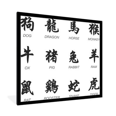Poster - 40x40 cm - Chinesische Zeichen für Tiernamen
