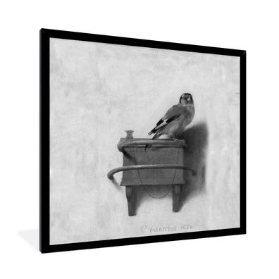 Poster - 40x40 cm - Stieglitz - Alter Meister - Carel Fabritius - schwarz und