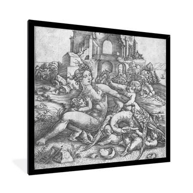 Poster - 40x40 cm - Leda und der Schwan mit ihren vier Kindern - Gemälde von