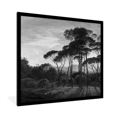 Poster - 40x40 cm - Italienische Landschaft mit Zirbelkiefer - Gemälde von