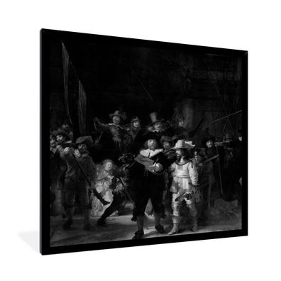 Poster - 40x40 cm - Die Nachtwache - Gemälde von Rembrandt van Rijn - schwarz