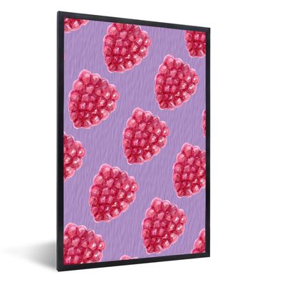 Poster - 80x120 cm - Himbeeren - Obst - Violett