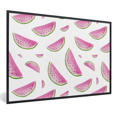 Poster - 60x40 cm - Wassermelonen - Weiß - Pastell