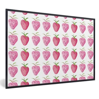 Poster - 30x20 cm - Erdbeere - Aquarell - Entwurf