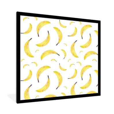 Poster - 40x40 cm - Bananen - Weiß - Schablonen