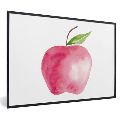Poster - 120x80 cm - Apfel - Obst - Weiß