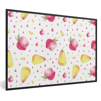 Poster - 120x80 cm - Birnen - Äpfel - Aquarell
