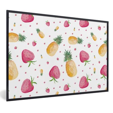 Poster - 90x60 cm - Ananas - Erdbeeren - Schablonen