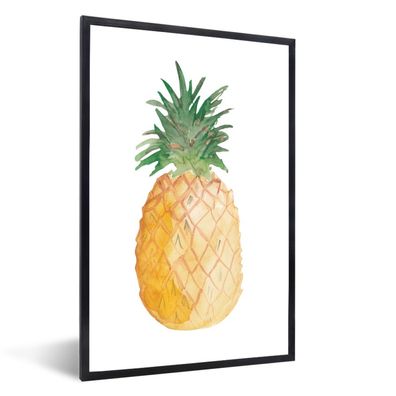 Poster - 20x30 cm - Ananas - Aquarell - Weiß
