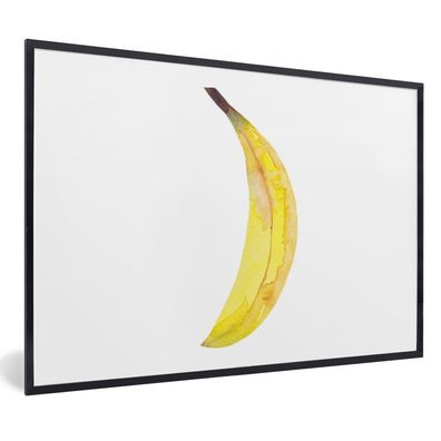 Poster - 90x60 cm - Banane - Aquarell - Weiß