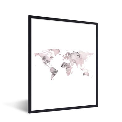 Poster - 60x80 cm - Weltkarte - Farbe - weiß
