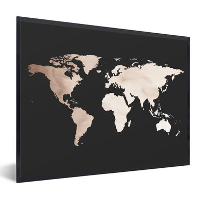 Poster - 40x30 cm - Weltkarte - Schwarz und weiß