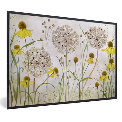 Poster - 120x80 cm - Blumen - Stillleben - Ölfarbe