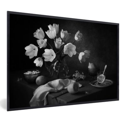 Poster - 60x40 cm - Küchenutensilien - Blumen - Stilleben