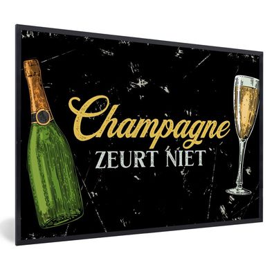 Poster - 60x40 cm - Champagner - Vintage - Schwarz