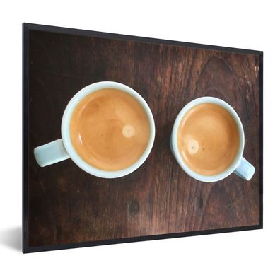 Poster - 40x30 cm - Eine Luftaufnahme von zwei Tassen Kaffee