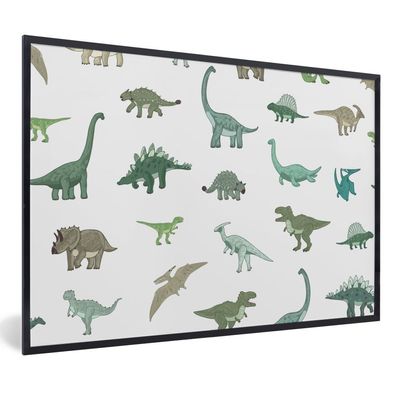 Poster - 30x20 cm - Kinderzimmer - Dinosaurier - Weiß