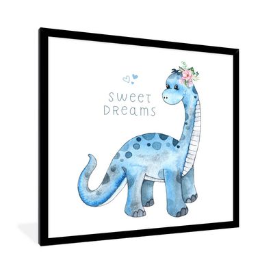 Poster - 40x40 cm - Kinderzimmer - Süße Träume - Dinosaurier