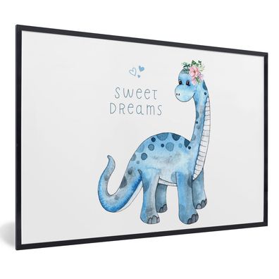 Poster - 90x60 cm - Dinosaurier - Kinderzimmer - Süße Träume