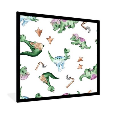 Poster - 40x40 cm - Kinderzimmer - Dinosaurier - Fußabdruck