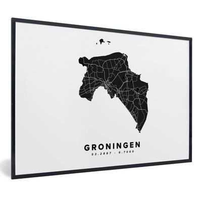 Poster - 120x80 cm - Groningen - Niederlande - Karte