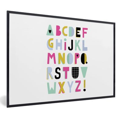 Poster - 120x80 cm - Alphabet - Gelb - Blau