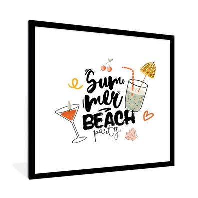 Poster - 40x40 cm - Cocktail - Regenschirm - Sommer