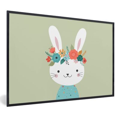 Poster - 90x60 cm - Kaninchen - Sommer - Blumen