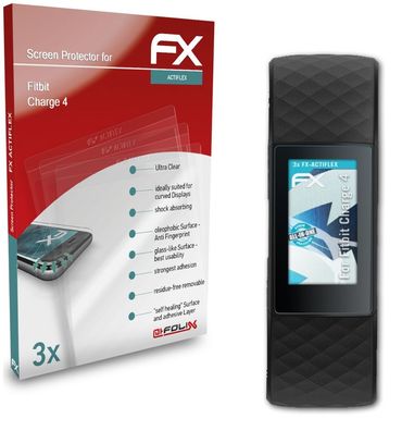 atFoliX 3x Schutzfolie kompatibel mit Fitbit Charge 4 Folie klar&flexibel